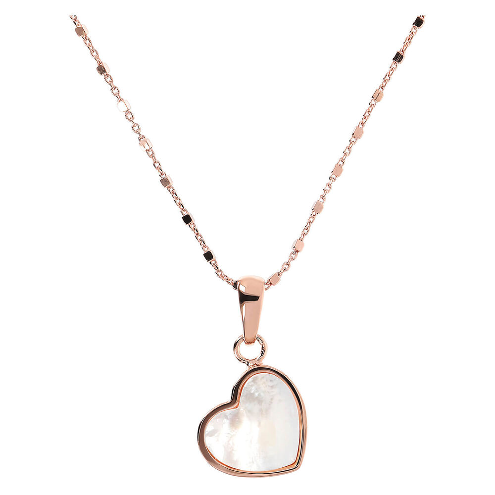 Bronzallure Heart Shape Flat Stone Mini Pendant Necklace
