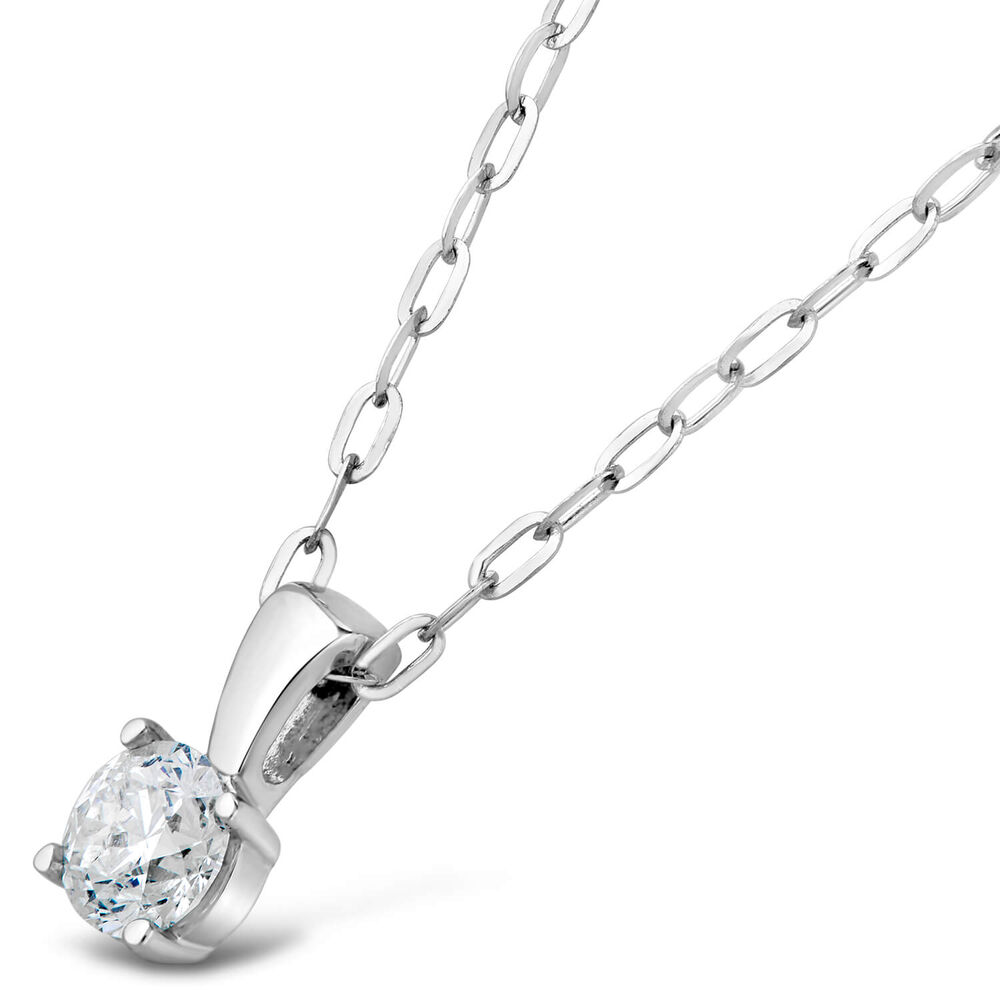 9ct White Gold Four Claw Diamond 0.25ct Pendant