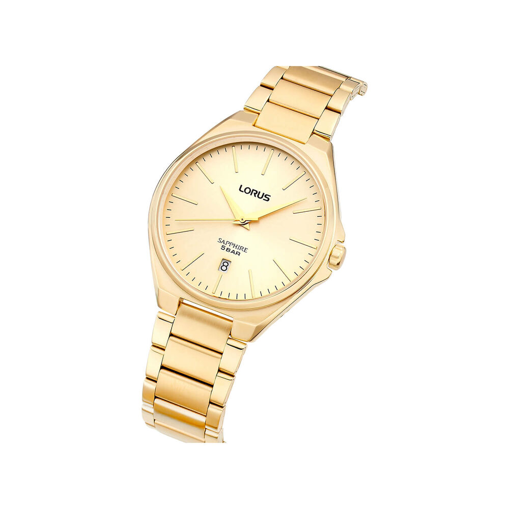 Lorus Quartz Gents 40mm Champagne Dial Gold Tone Steel Bracelet Watch image number 1