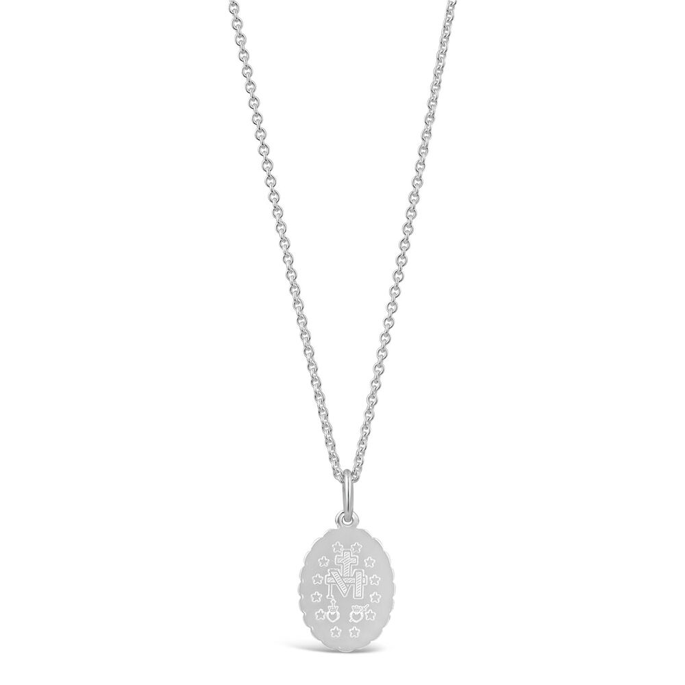 Sterling Silver Oval Frill Miraculous Medal (Chain Included) image number 1