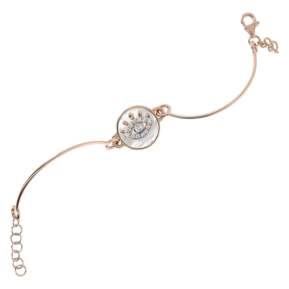 Bronzallure Altissima Collection Cubic Zirconia All-Seeing Eye Mother Of Pearl Ladies Bracelet