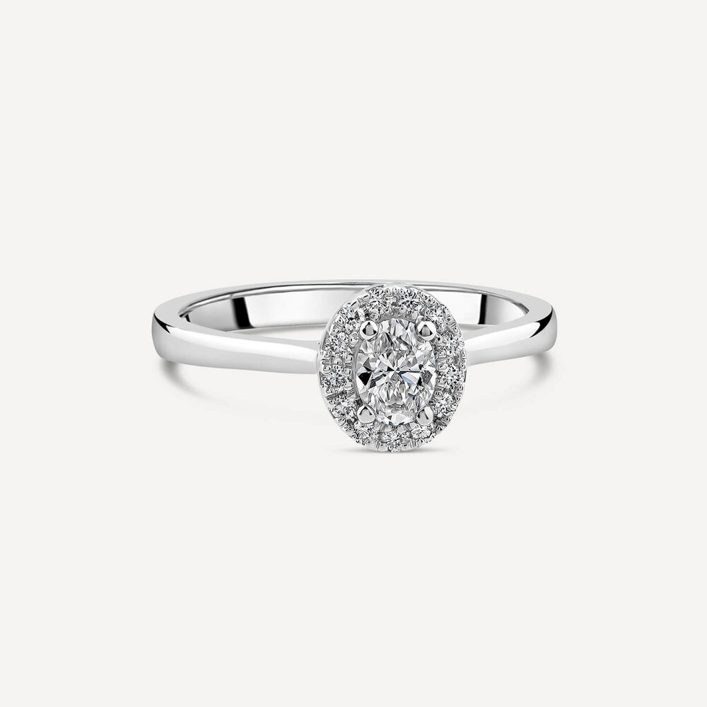 Platinum 0.40ct Oval Halo Classic Diamond Engagement Ring image number 2