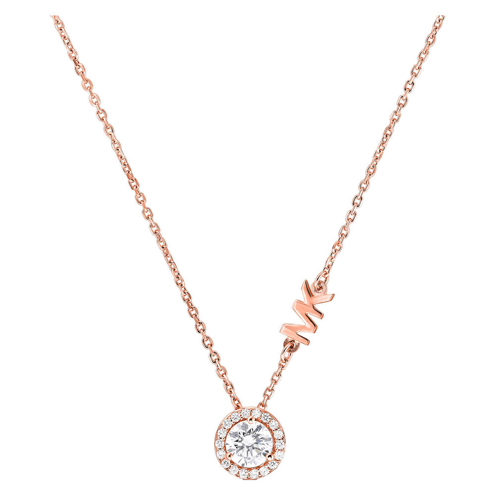 Michael Kors Rose Gold Cubic Zirconia Necklace image number 0