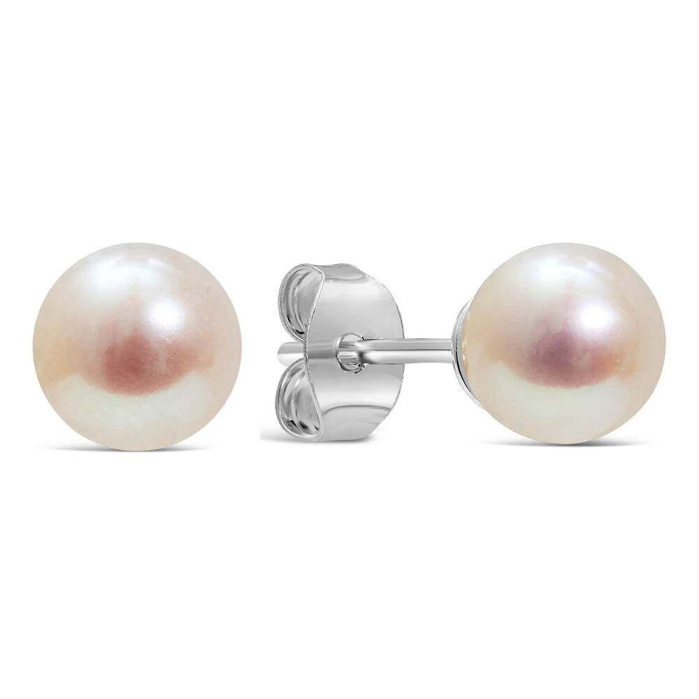 Sterling Silver Freshwater Pearl Stud Earrings image number 1
