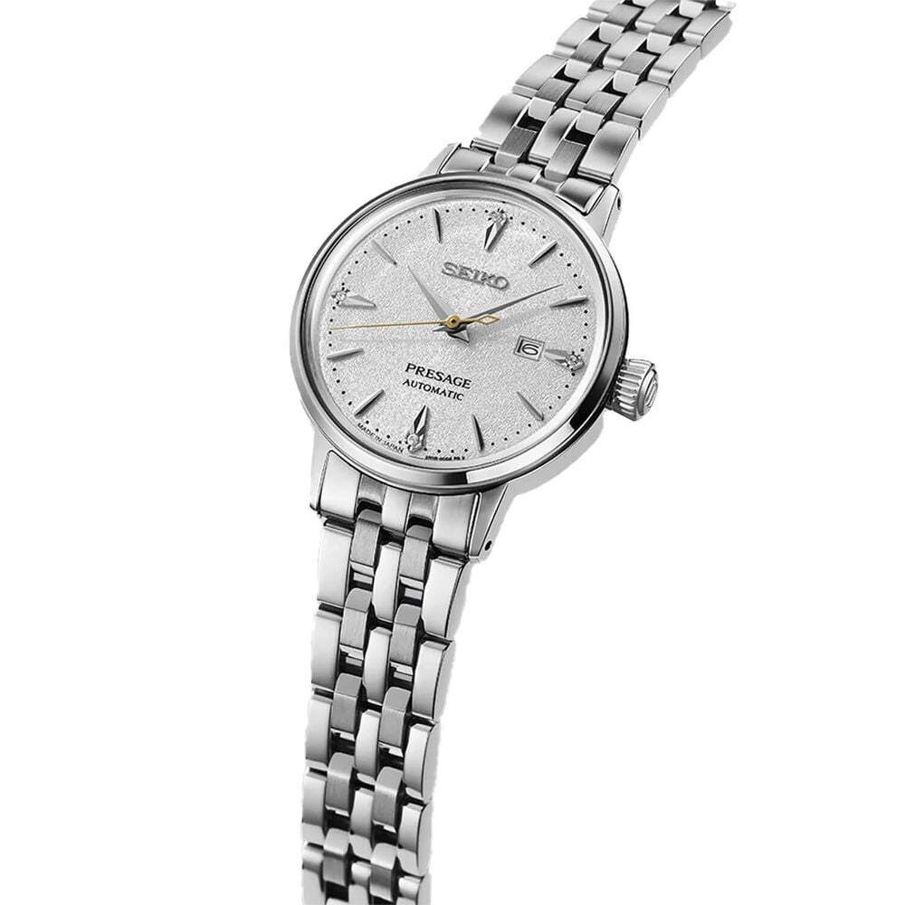 Seiko Presage Cocktail Time &lsquo;Hot Buttered Rum&rsquo; 30mm White Dial Stainless Steel Bracelet Watch image number 2