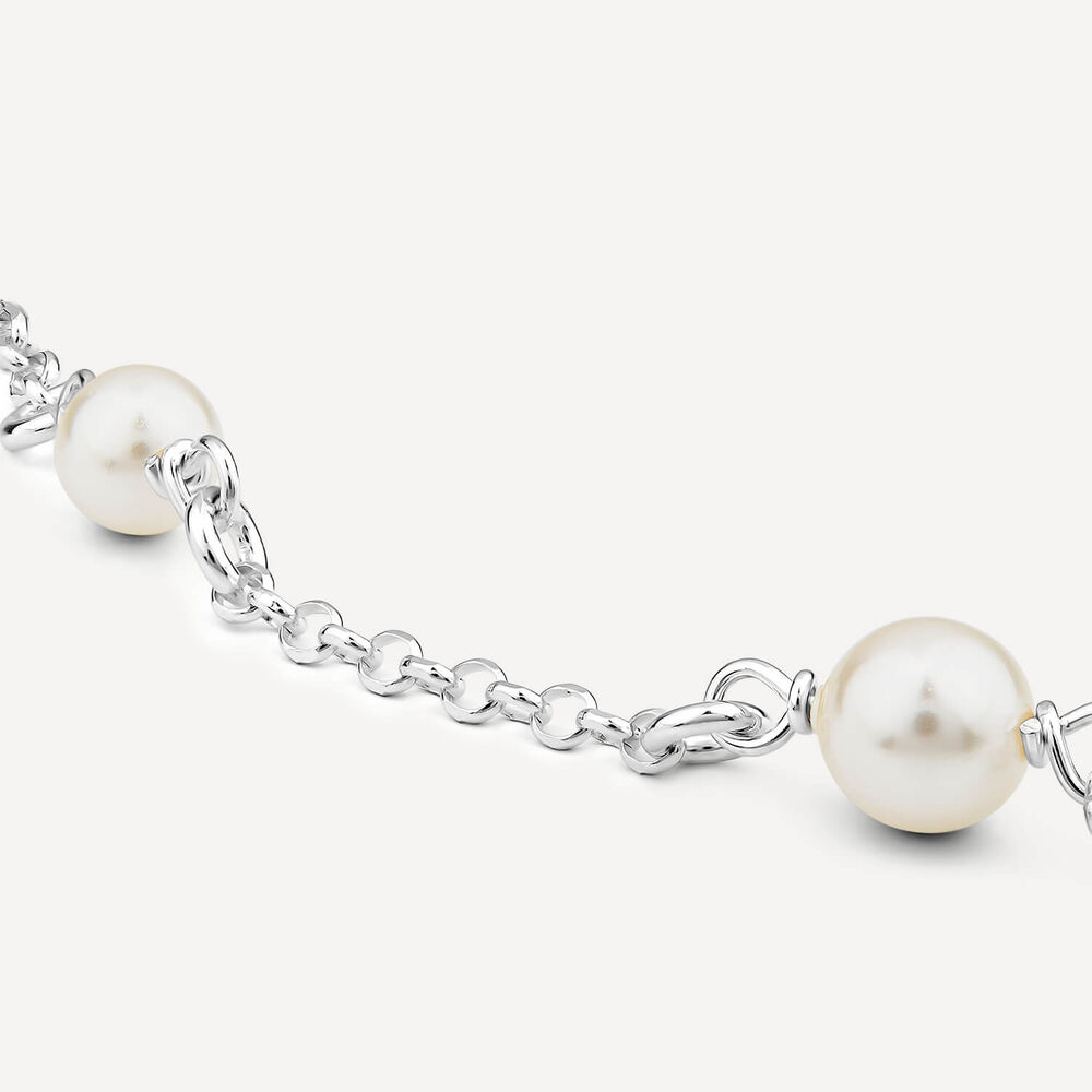 Sterling Silver Pearl Station Bracelet image number 2