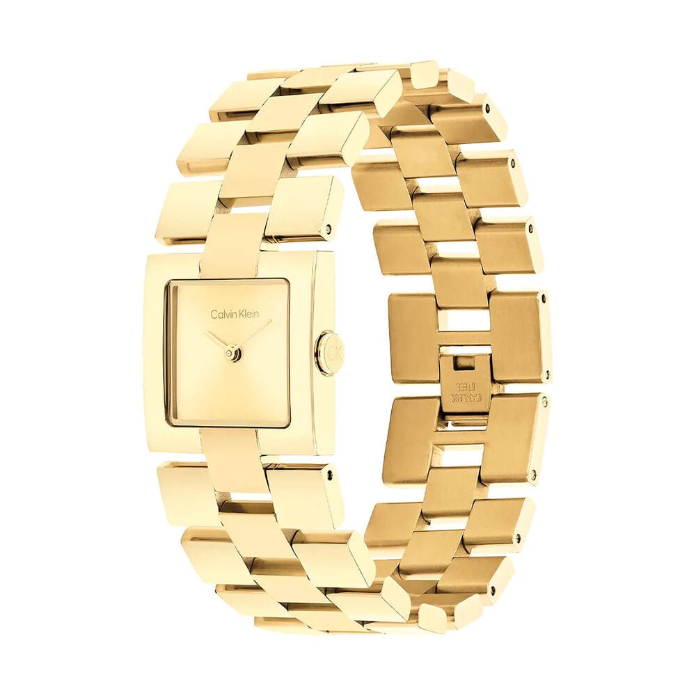 Calvin Klein Meridian 22mm Square Gold Dial Stainless Steel Bracelet Watch image number 1