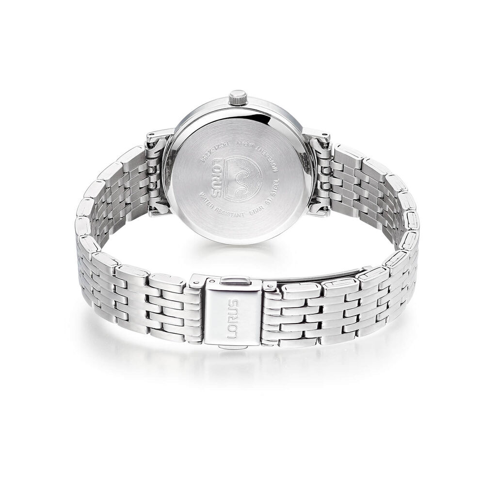 Lorus Quartz Ladies 30mm Silver Sunray Dial Steel Bracelet Watch image number 2