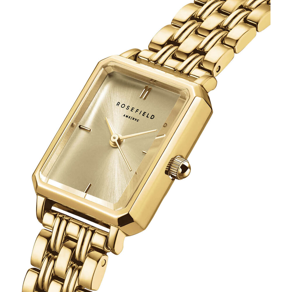 Rosefield Octagon XS Champagne 19.5x24mm Dial 23k Gold Plated Steel Bracelet Watch image number 1