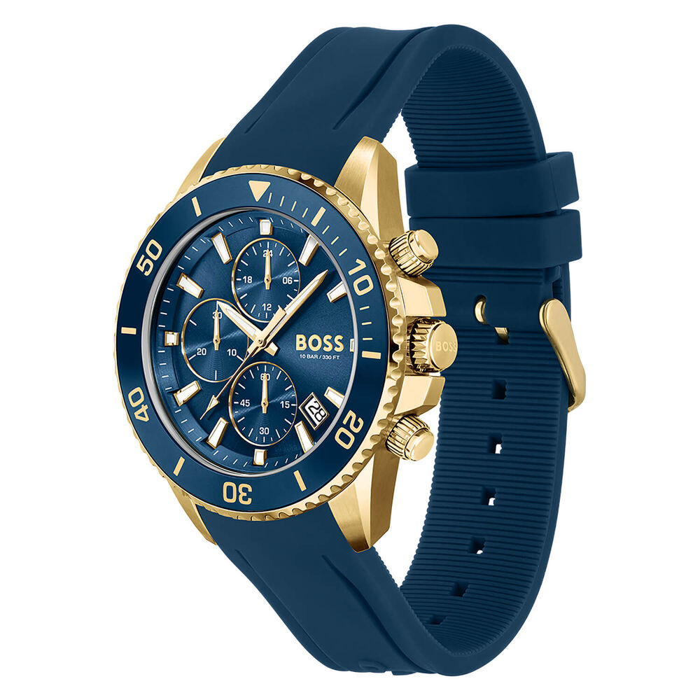 BOSS Admiral 46mm Blue Dial & Strap Yellow Gold IP Case Watch