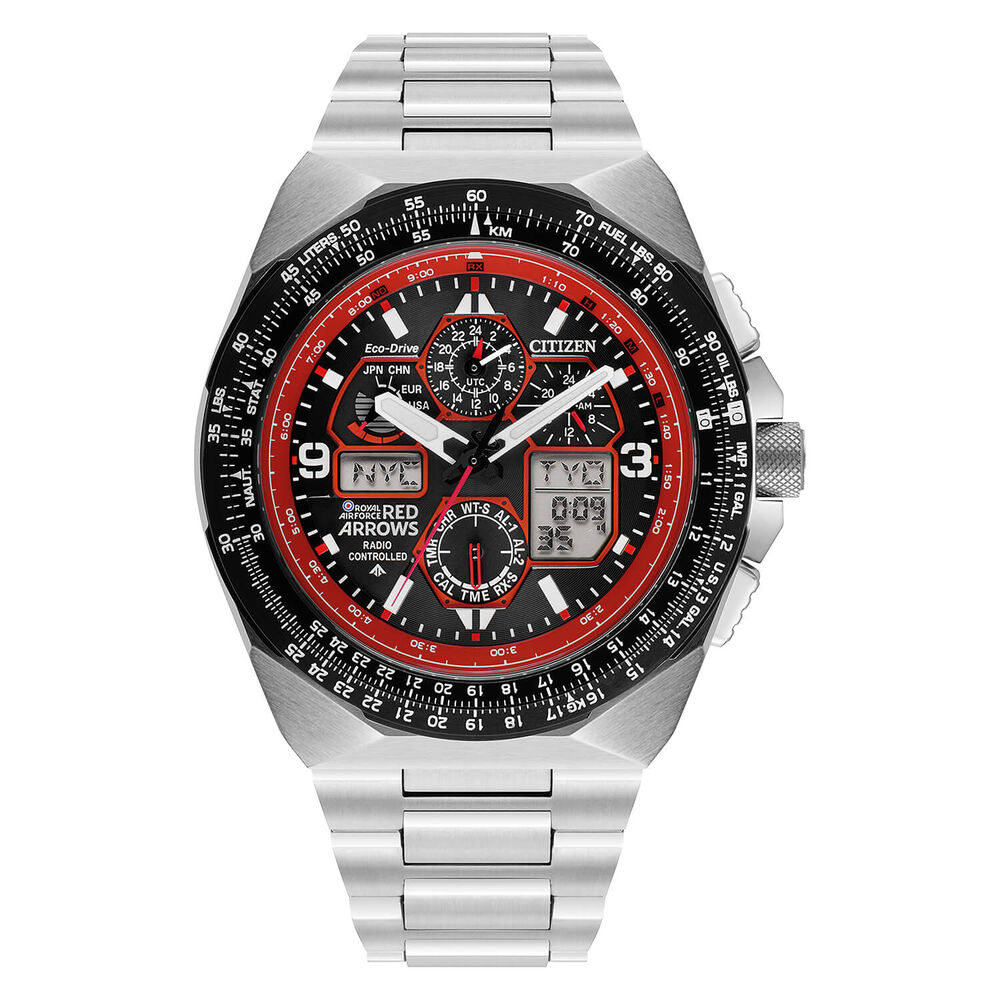 Citizen Eco-Drive Men's Limited Edition Red Arrows Black Dial Steel Bracelet Watch