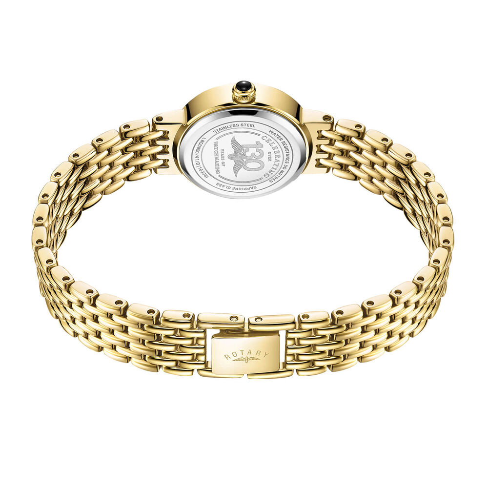 Rotary Heritage Diamond 23mm Mother Of Pearl Dial Gold Plated Stainless Steel Bracelet Watch