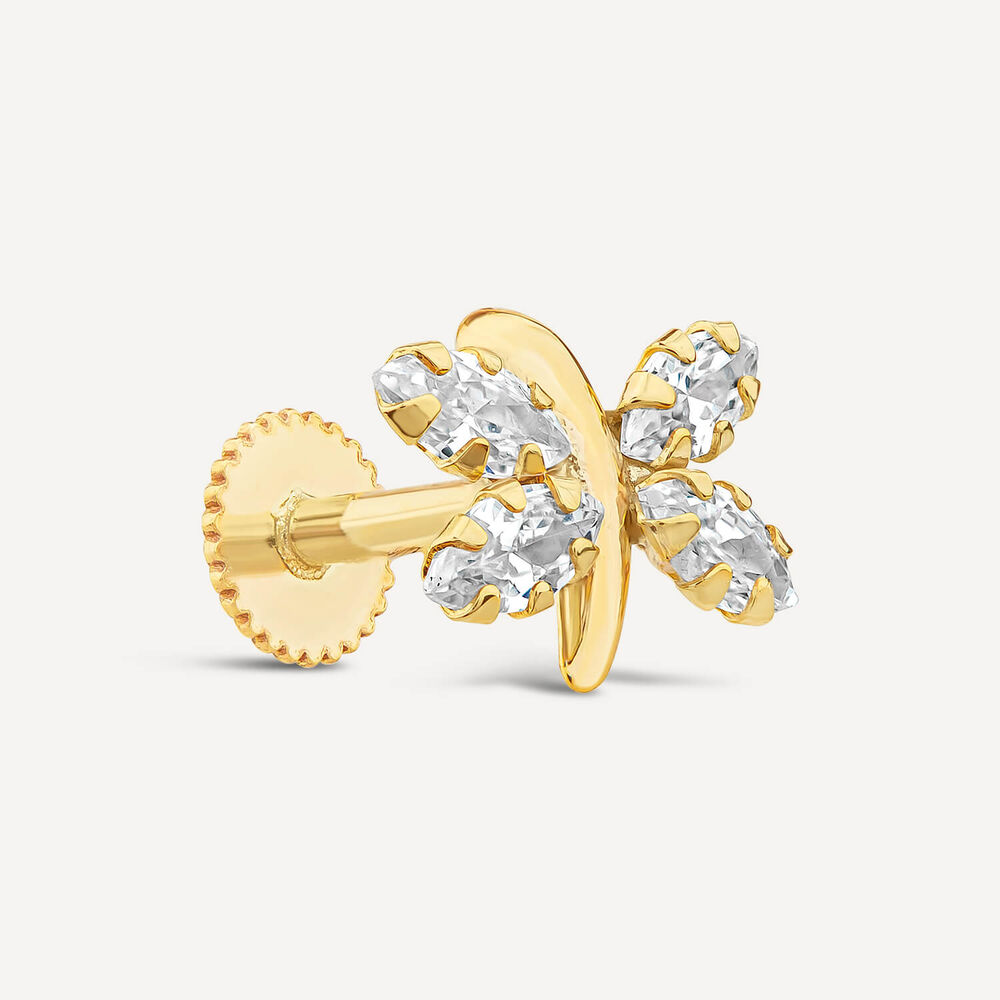 9ct Yellow Gold Coloured Cubic Zirconia Butterfly Single Stud Earring