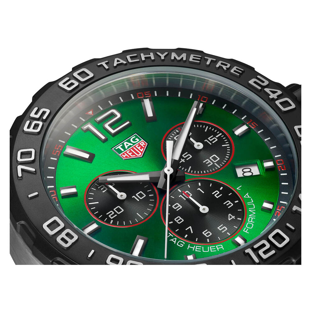 TAG Heuer Formula 1 Chronograph Quartz 43mm Green Dial Green Strap Watch image number 3