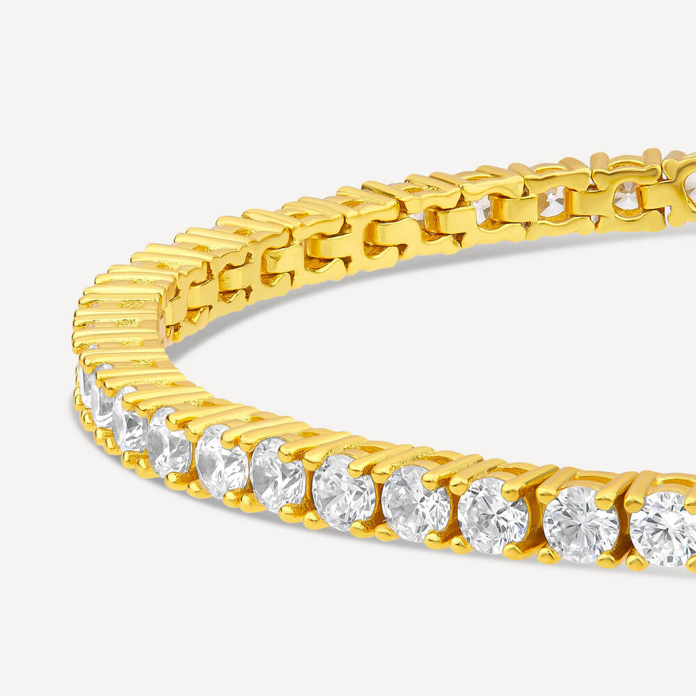 Sterling Silver Yellow Gold Plated Cubic Zirconia Tennis Bracelet