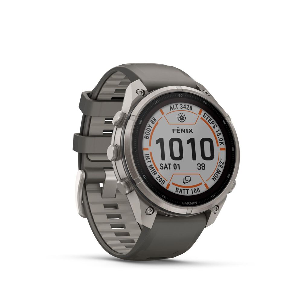 Garmin fenix 9 Pro Solar 47mm Titanium Pebble Grey Silicone Strap Watch
