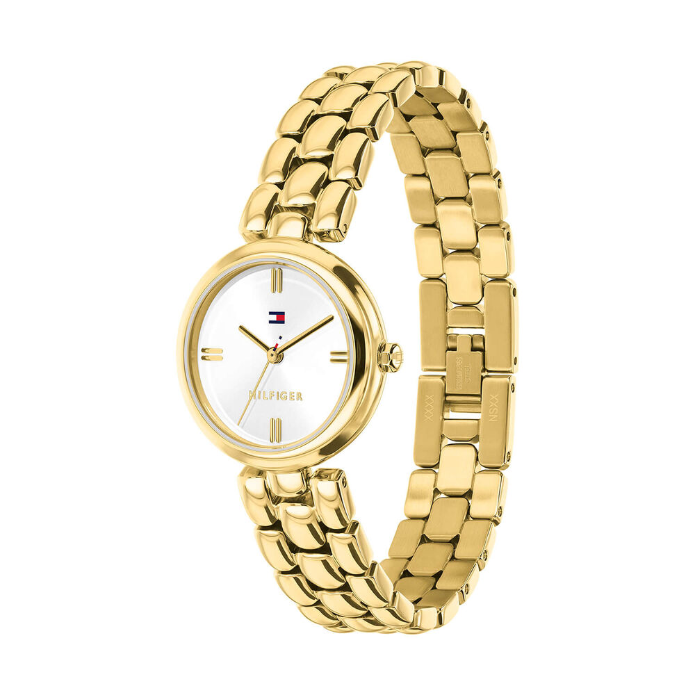 Tommy Hilfiger 26mm White Dial Gold Tone Steel Bracelet Watch