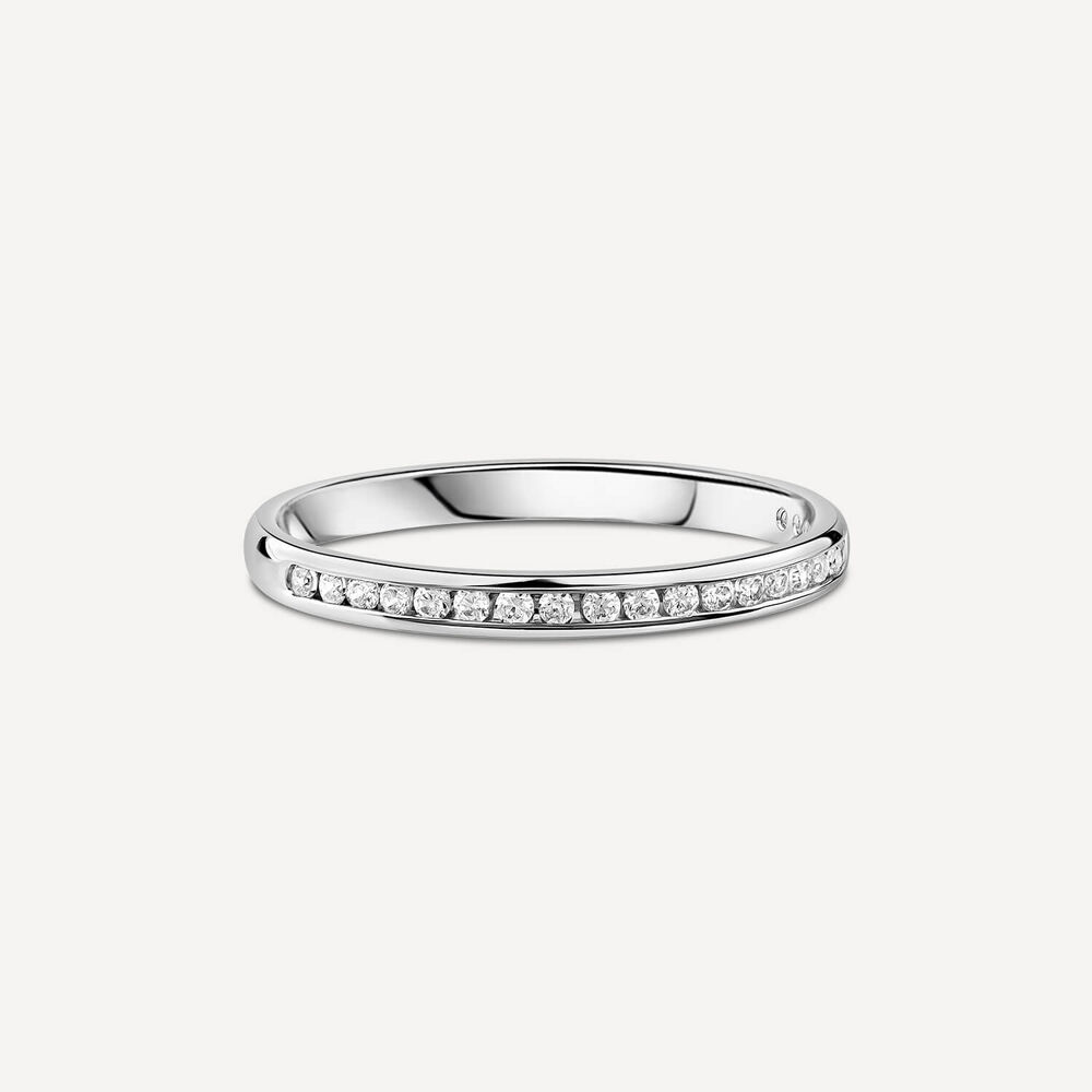 Platinum 2mm Channel Set 0.10ct Diamond Ladies' Wedding Ring image number 2