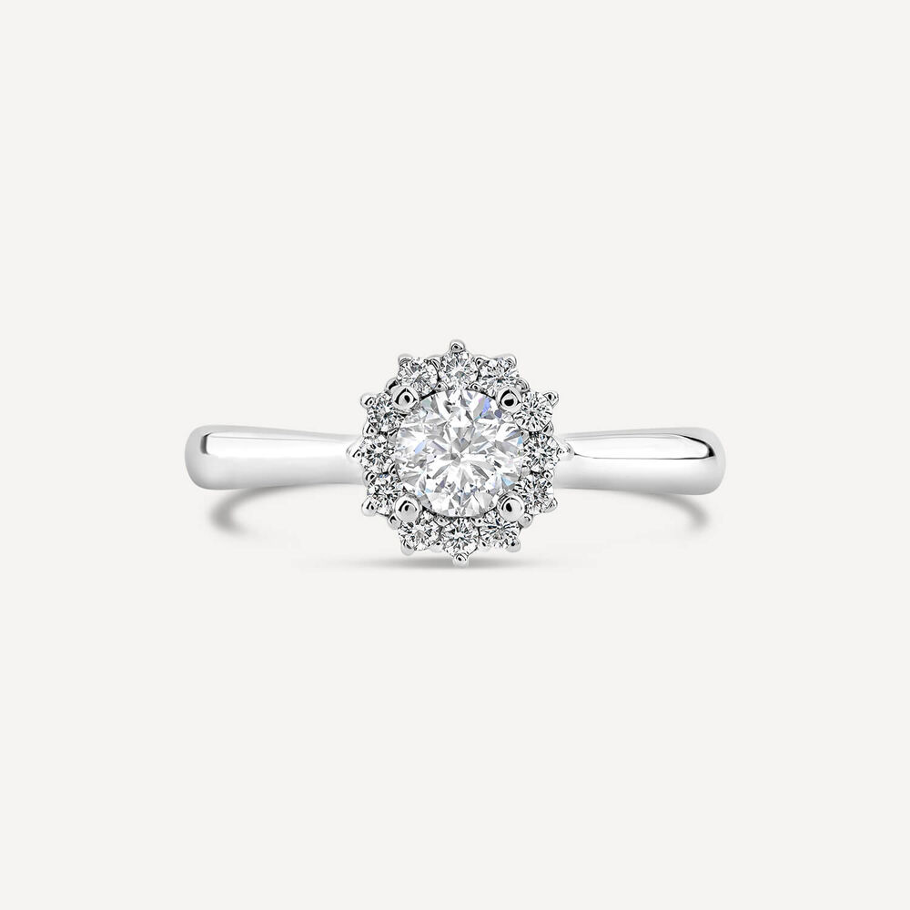 18ct White Gold Northern Star 0.55ct Diamond Classic Halo Ring image number 1
