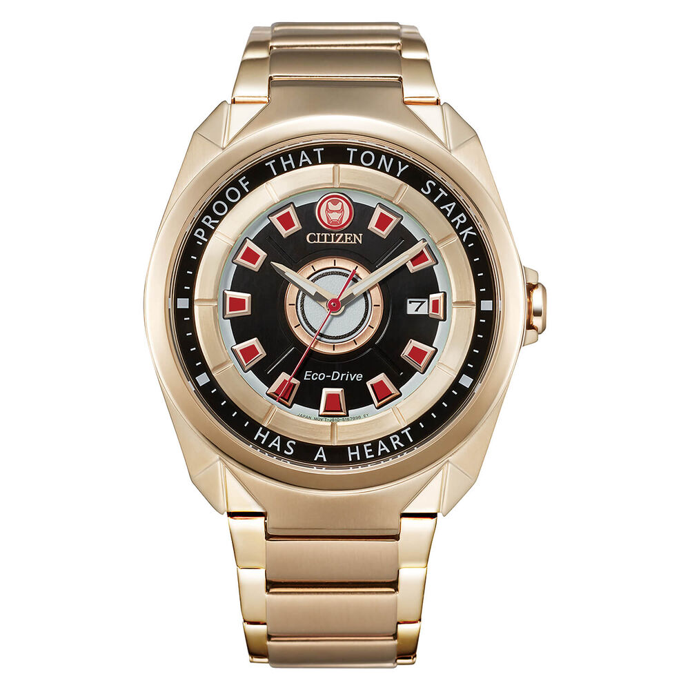 Citizen Marvel Tony Stark Limited Edition Black Dial Rose Gold PVD Case Bracelet Watch