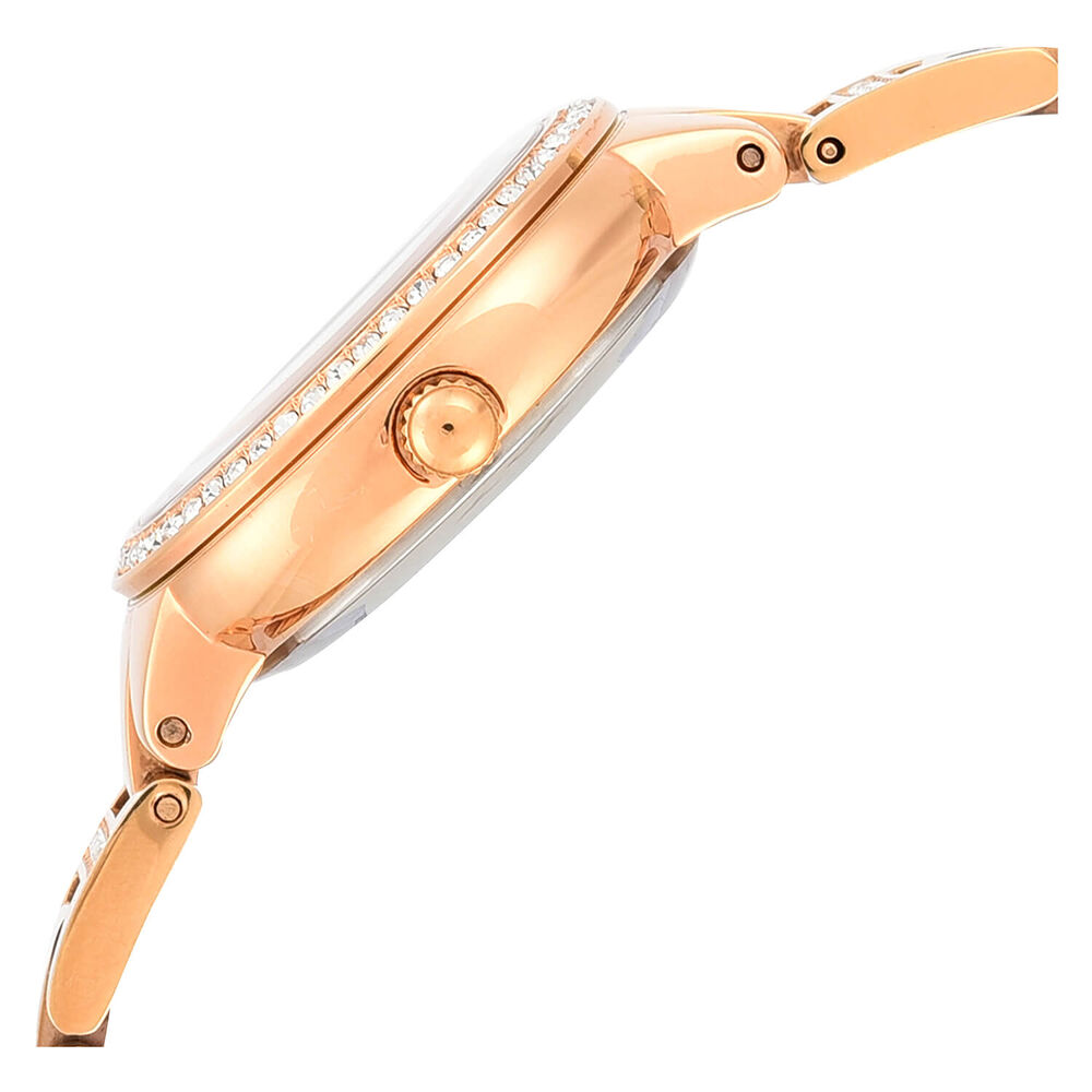 Fossil Virginia 28mm White Dial Rose Gold IP Case Bracelet Watch image number 4