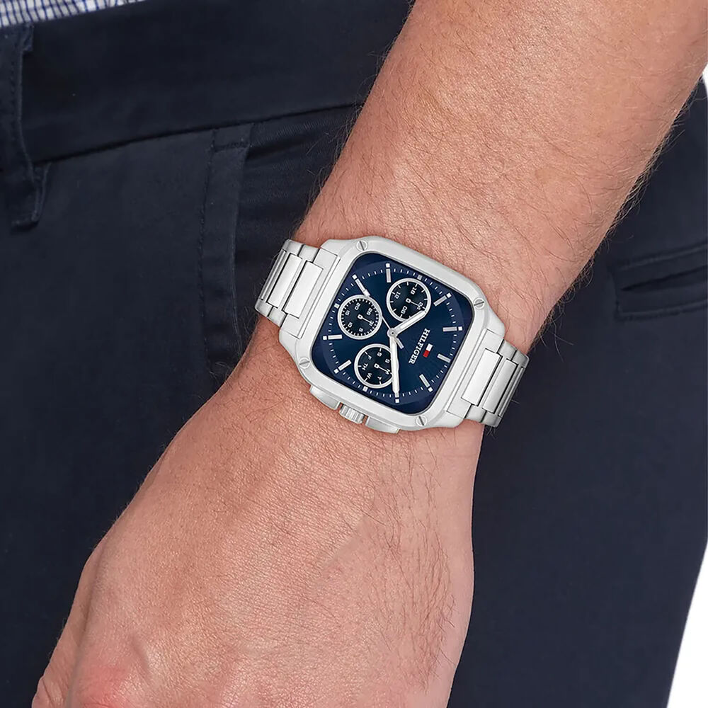 Tommy Hilfiger Herald 37 x 39mm Blue Dial Steel Case Bracelet Watch image number 3
