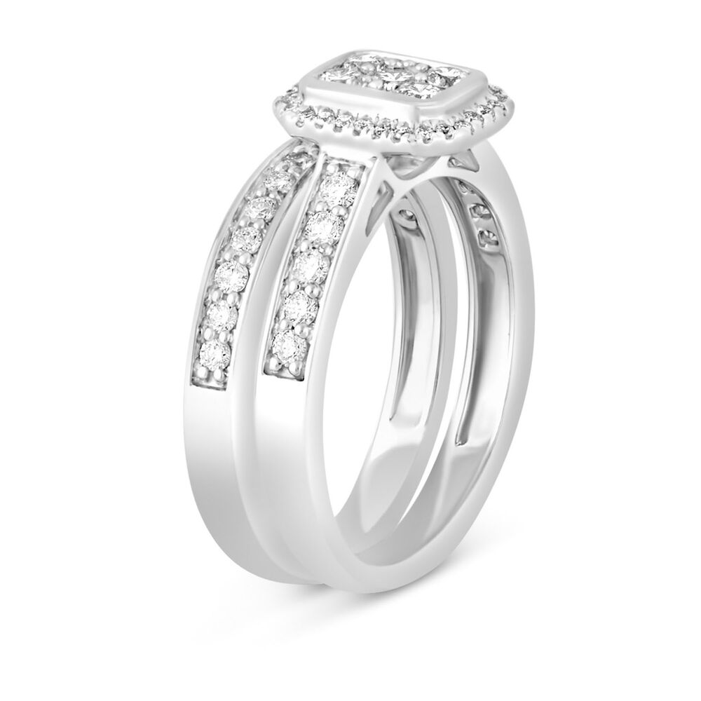 Mystere 18ct White Gold 0.50 Carat Diamond Cluster Engagement Ring image number 5