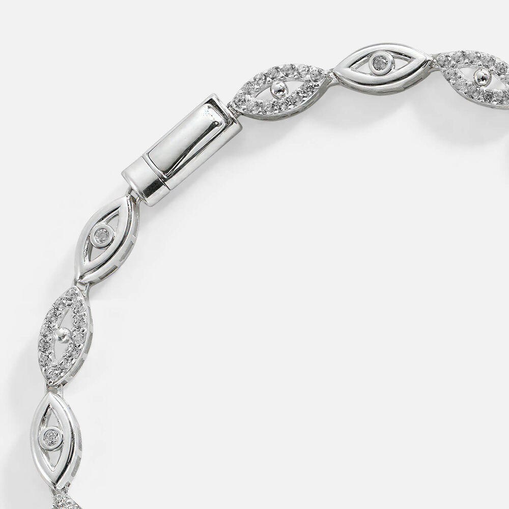 9ct White Gold Cubic Zirconia Set Marquise Shape Link Bracelet
