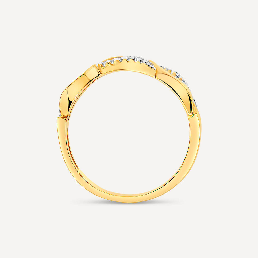 9ct Yellow Gold 0.07ct Diamond Polished Wave Ring image number 3