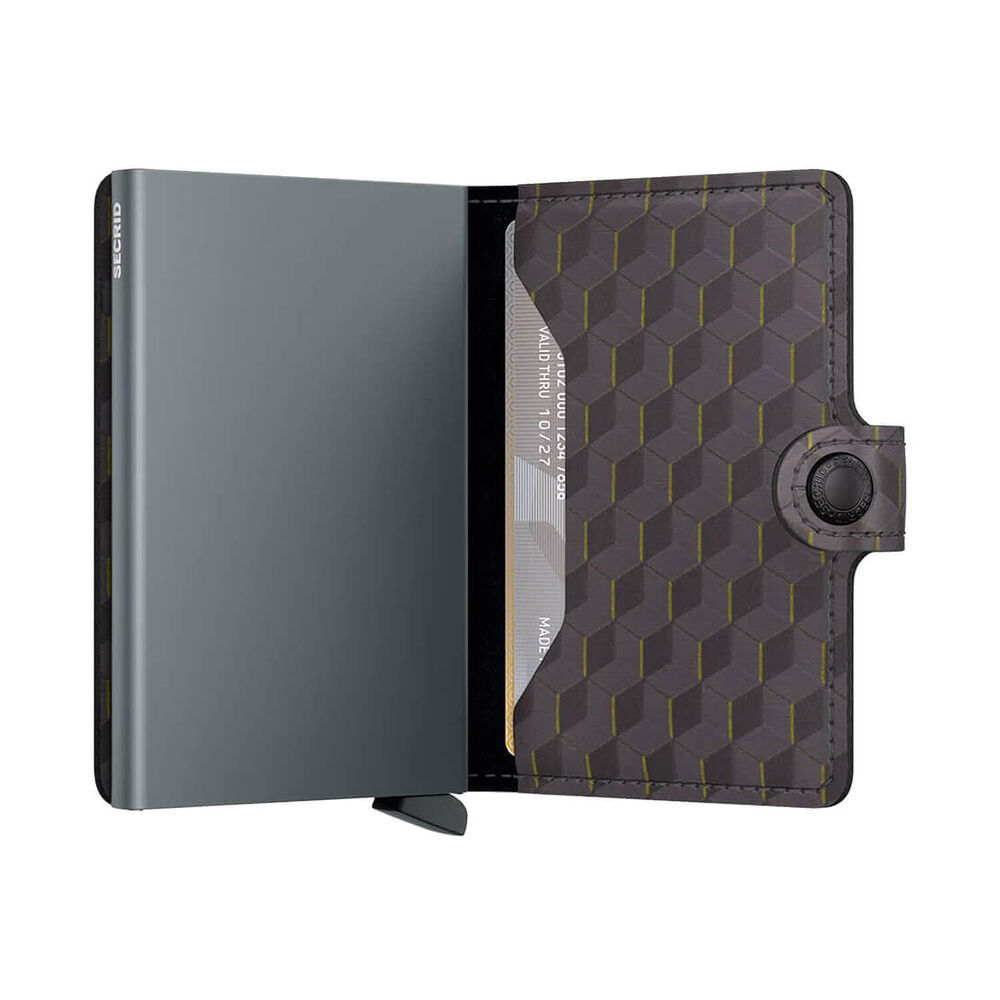 Secrid Optical Grey-Yellow Leather Miniwallet image number 3