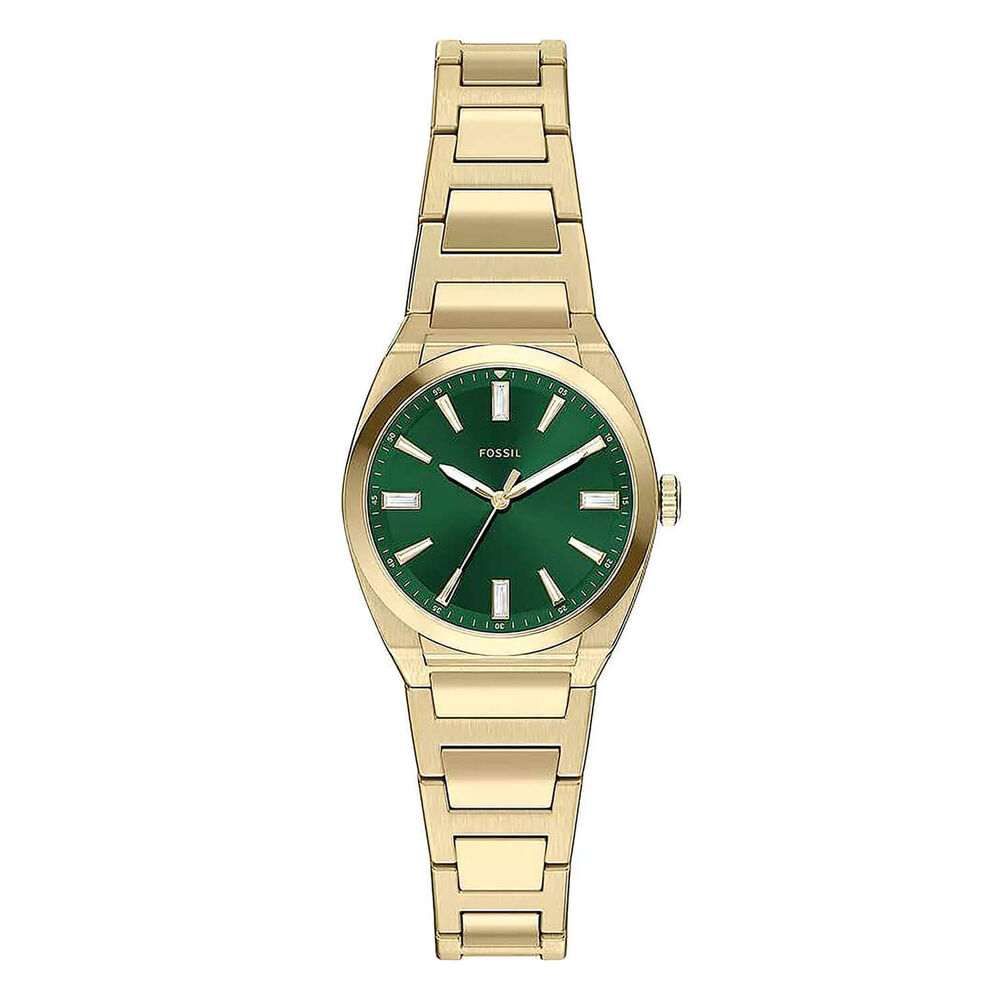 Fossil Everett 27mm Green Dial Gold Tone Stainless Steel Bracelet Watch