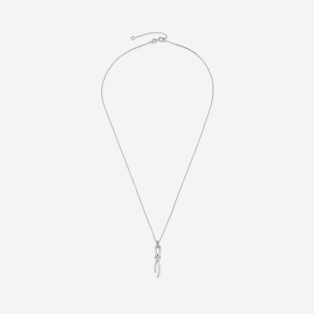 9ct White Gold Long Knot Drop Pendant image number 2