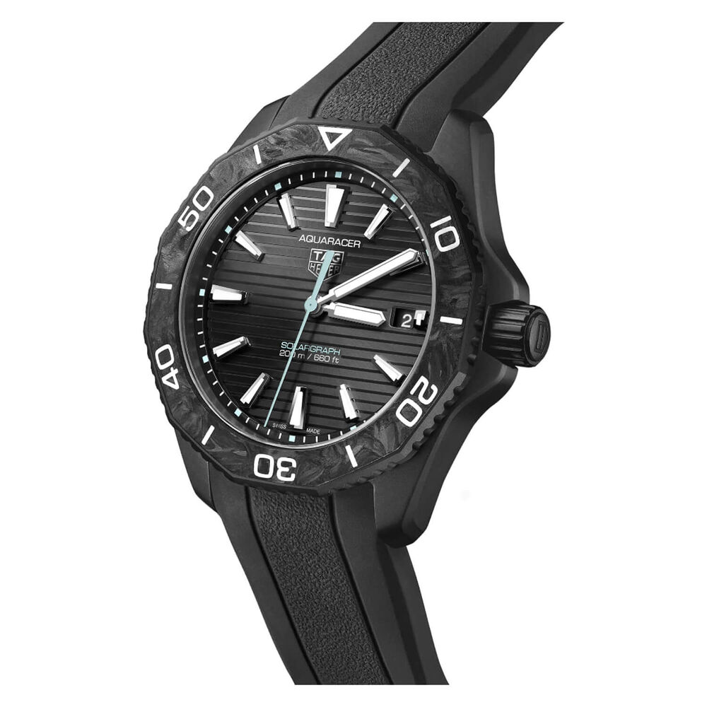 TAG Heuer Professional 200 Solargraph 40mm Black Dial DLC Case Rubber Strap Watch