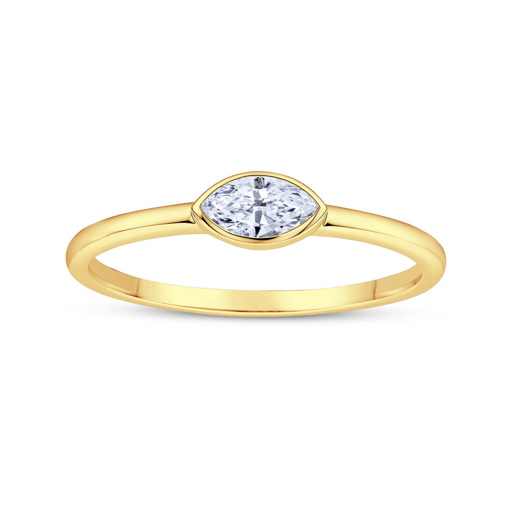 Born Contour 9ct Yellow Gold 0.25ct Marquise Lab Grown Diamond Bezel Set Ring