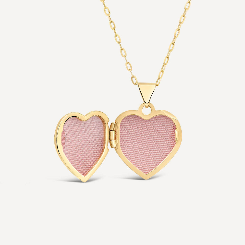 9ct Yellow Gold Heart Flowers Locket (Chain Included) image number 2