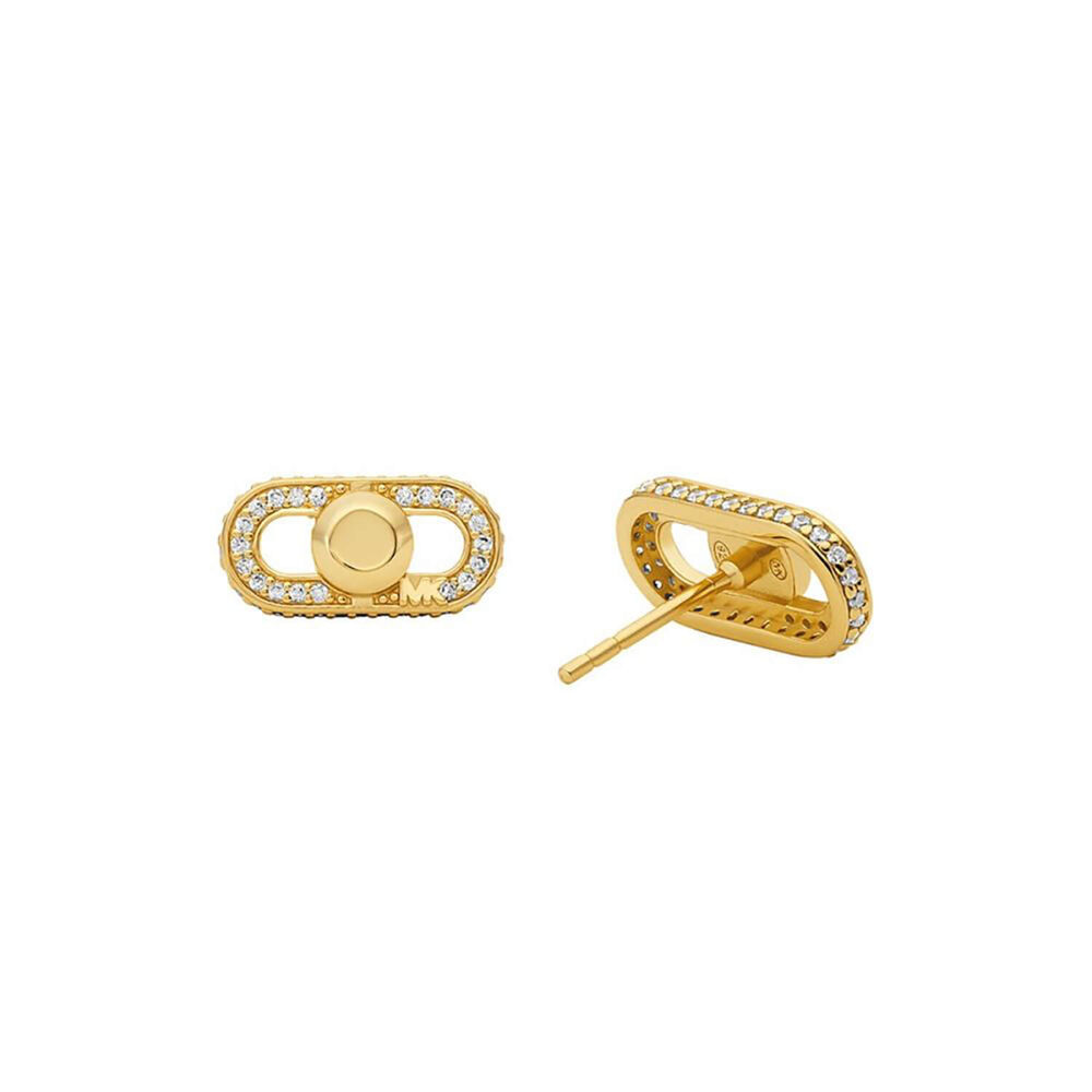 Michael Kors Astor 14ct Yellow Gold Plated Cubic Zirconia Link Stud Earrings