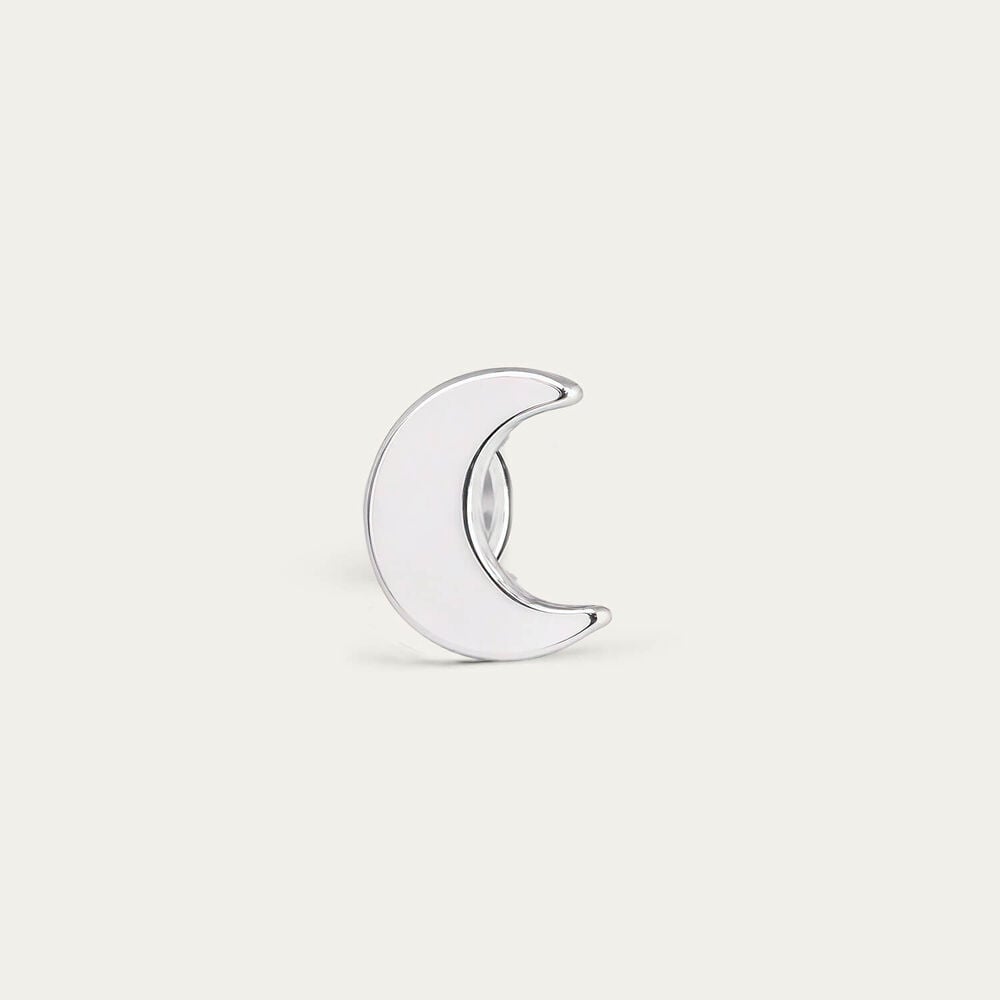 Sterling Silver Plain Half Moon Single Stud Earring