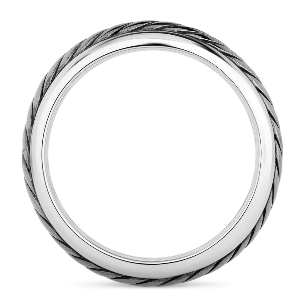 Sterling Silver Rhodium Plated 6.5mm Twist Men's Ring image number 2