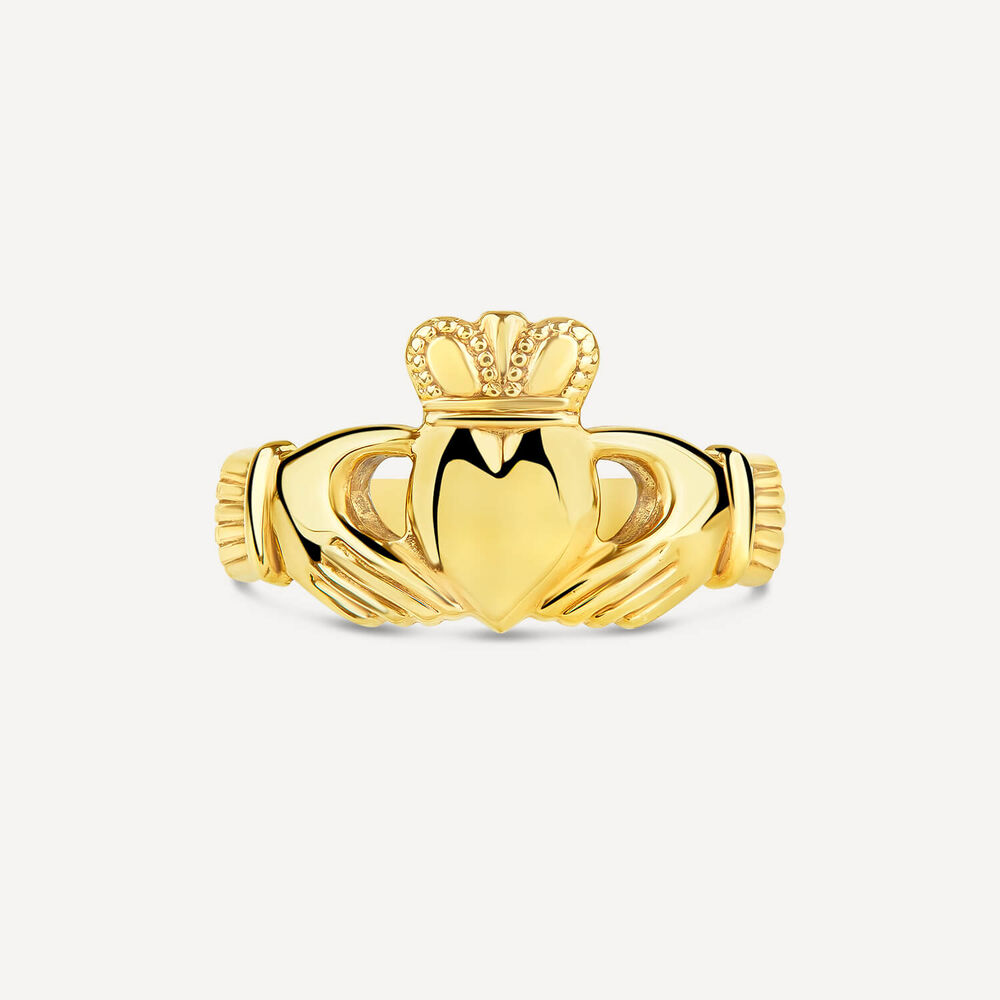 9ct Yellow Gold Hollow Back Claddagh Ring