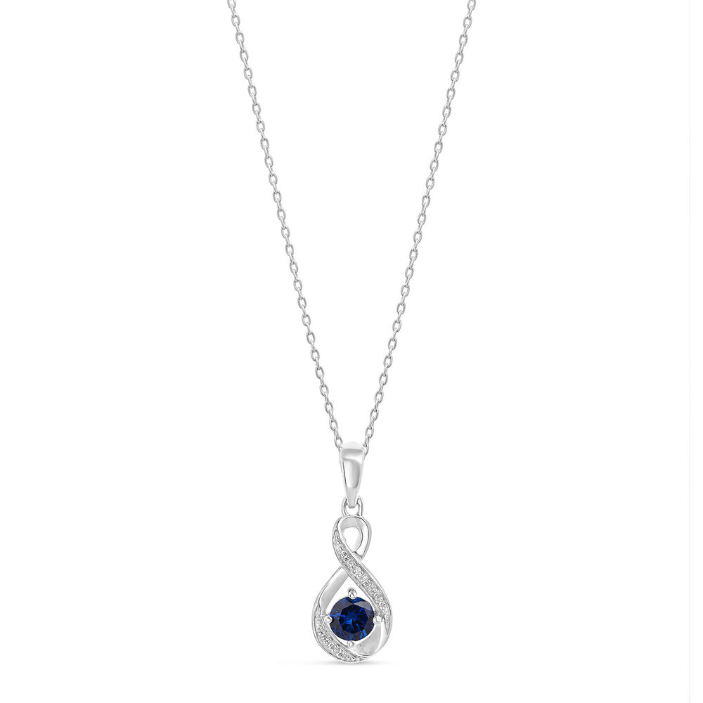 Sterling Silver and Cubic Zirconia September Birthstone Pendant (Chain Included)