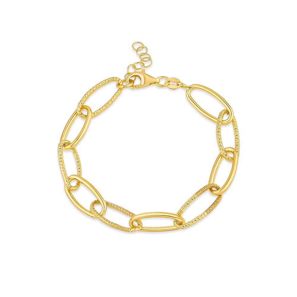 Silver & Yellow Gold Plated Open Curb Link Bracelet image number 0