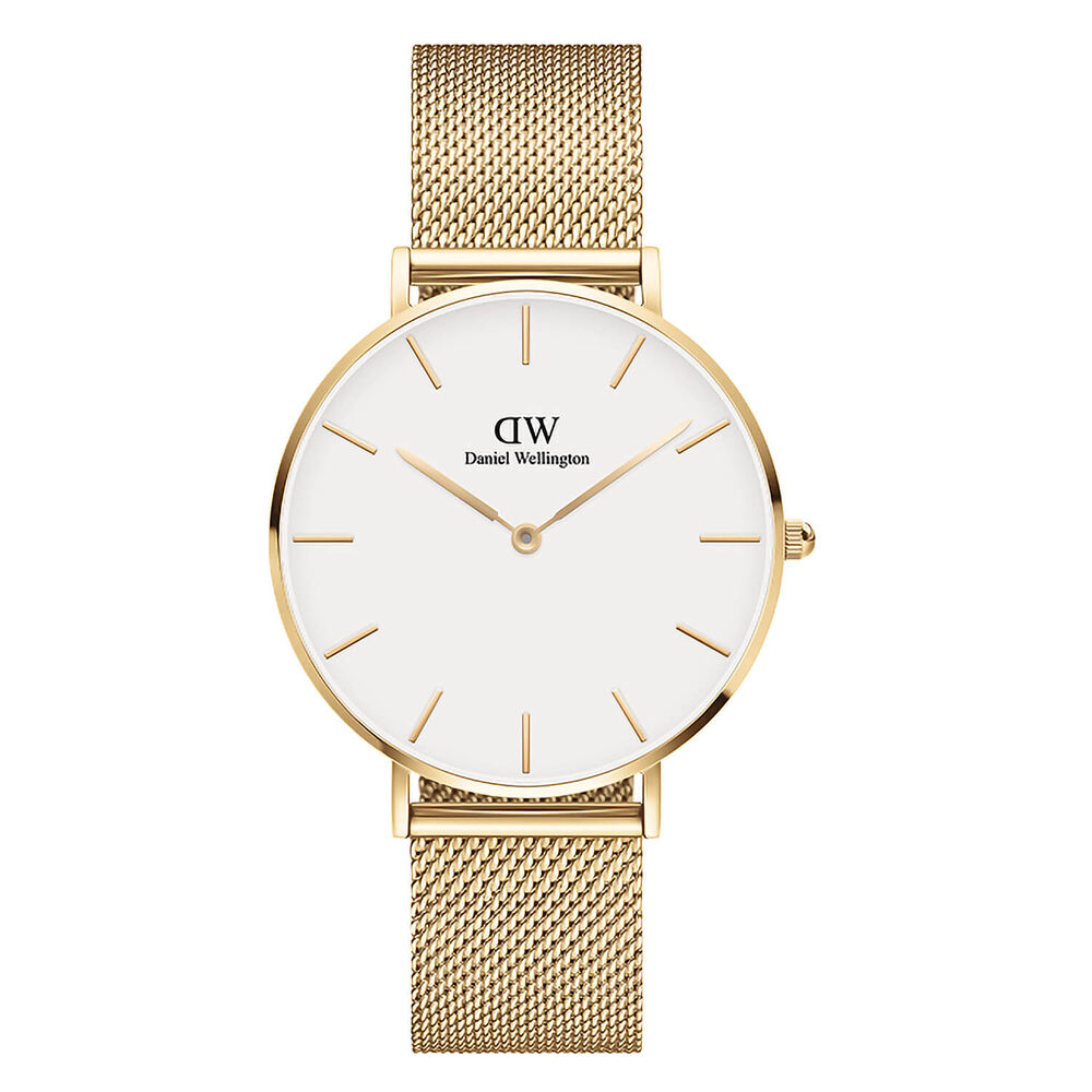 Daniel Wellington Petite Evergold 36mm White Dial Yellow Gold PVD Stainless Steel Mesh Bracelet Watch image number 0