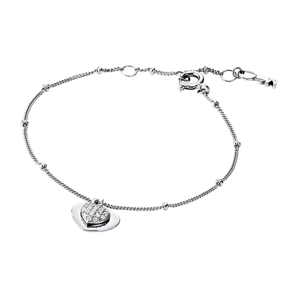 Michael Kors Sterling Silver & Crystal Heart Bracelet