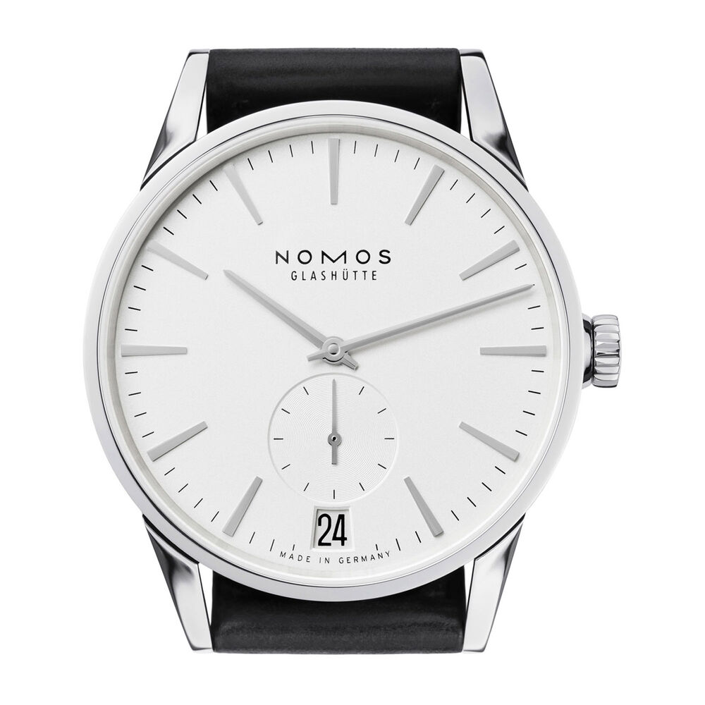 Pre-Owned NOMOS Glashutte Zurich 39.8mm White Dial Black Leather Strap Watch image number 2