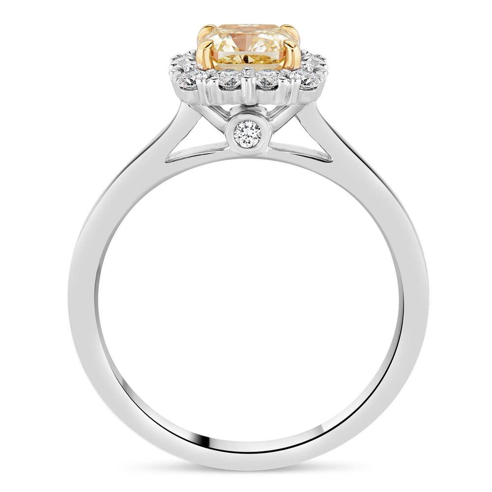Northern Star 1.34ct Yellow Cushion Diamond 18ct White Gold Halo Ring image number 2