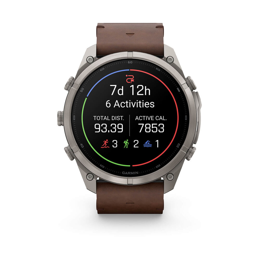 Garmin fenix 9 Pro 51mm Titanium Walnut Leather Strap Watch