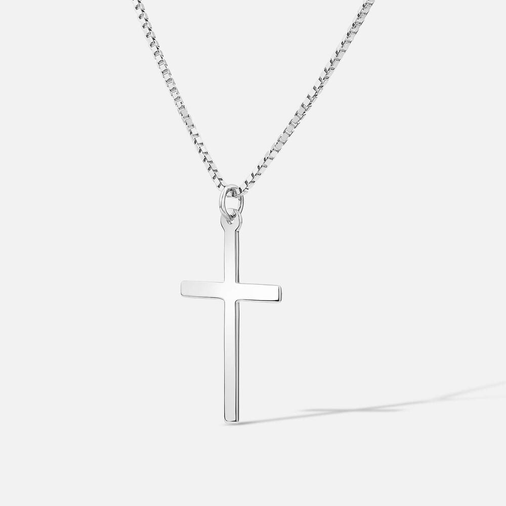 Sterling Silver Plain Cross Box Chain Pendant
