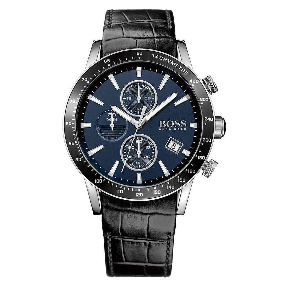 Hugo Boss Rafale Black Leather 44mm Men's Watch