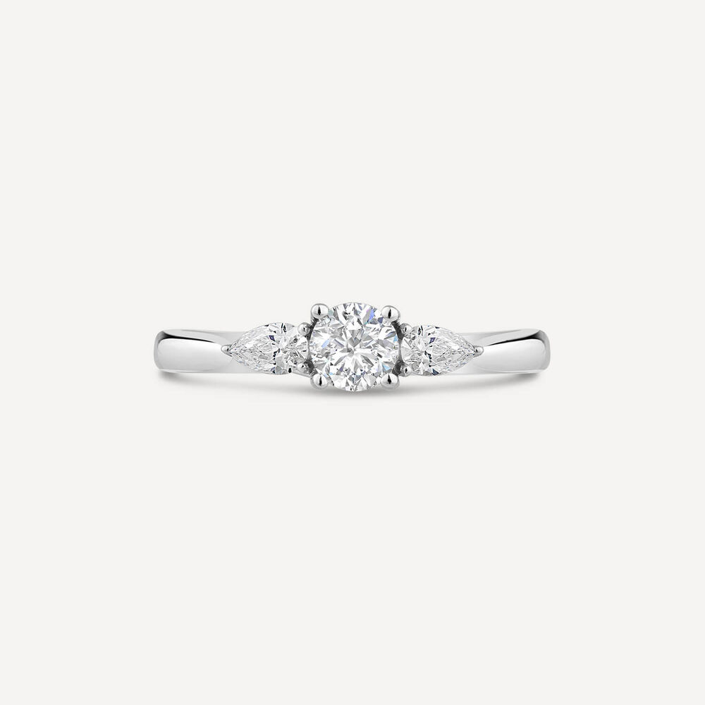 The Orchid Setting Platinum 3 Stone Pear Sides 0.50ct Engagement Ring