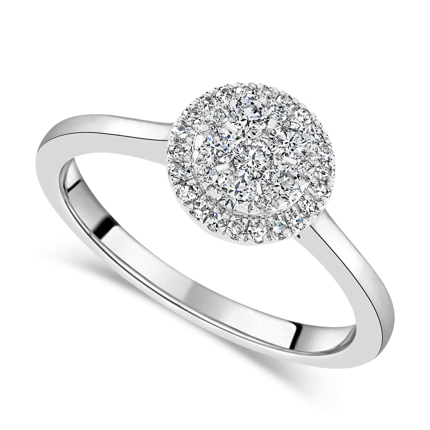 Diamond halo cluster ring outlet